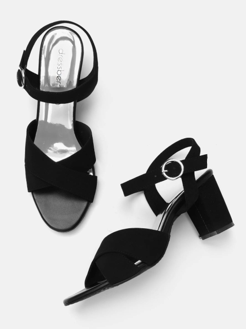 

DressBerry Women Black Solid Block Heels