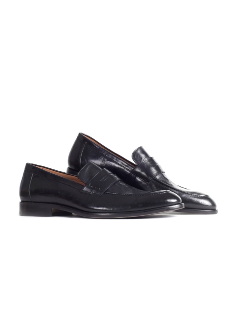 

pierre cardin Men Black Solid Leather Formal Slip-On
