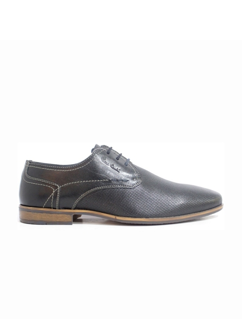 

pierre cardin Men Black Textured Leather Formal Derbys