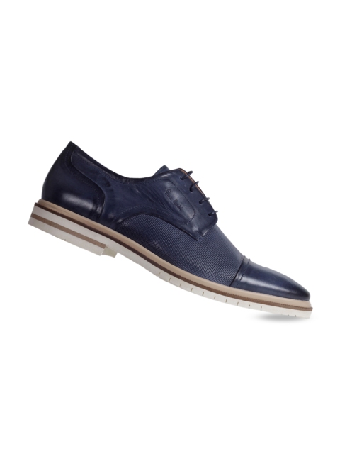 

pierre cardin Men Navy Blue Textured Leather Formal Borgues