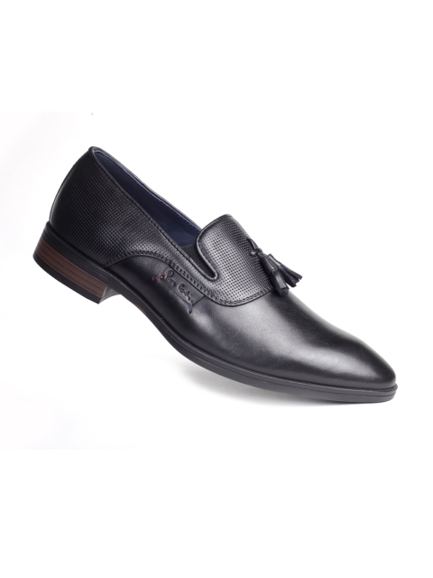 

pierre cardin Men Black Solid Leather Formal Slip-Ons