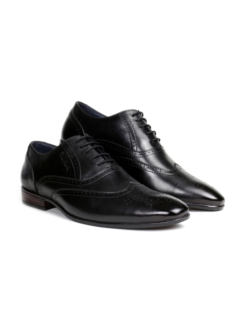 

pierre cardin Men Black Textured Leather Formal Oxfords