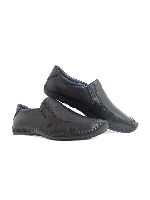 

pierre cardin Men Black Solid Leather Formal Slip-Ons