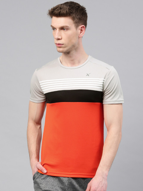 

HRX by Hrithik Roshan Orange & Grey Solid Round Neck RAPID-DRY T-Shirt
