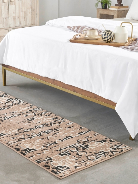 

Trident Beige & Black Self Design Distressed 3155 GSM Polyester Bath Rug