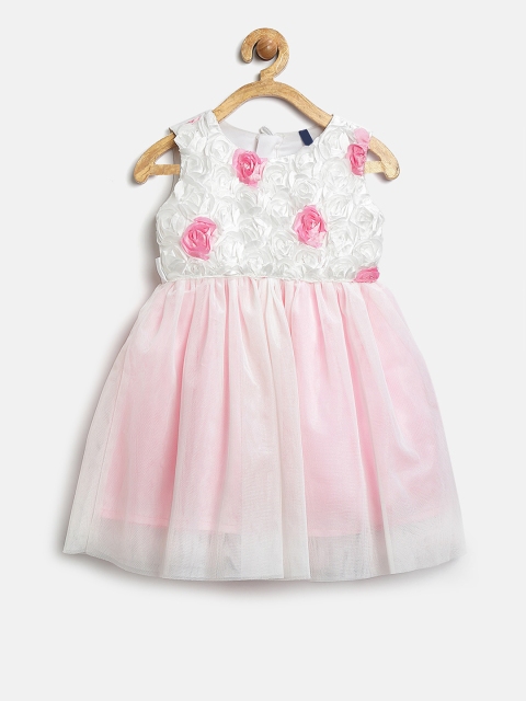 

YK Girls Off-White Floral Net Fit & Flare Dress