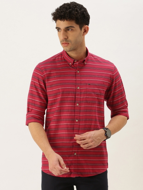

Peter England Casuals Men Red Slim Fit Horizontal Stripes Casual Shirt