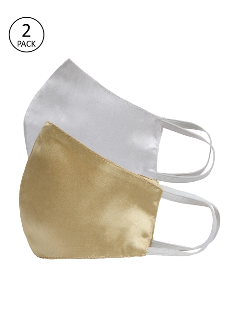 

studio rasa Women Pack of 2 White & Beige Solid 3-Ply Reusable Outdoor Face Mask