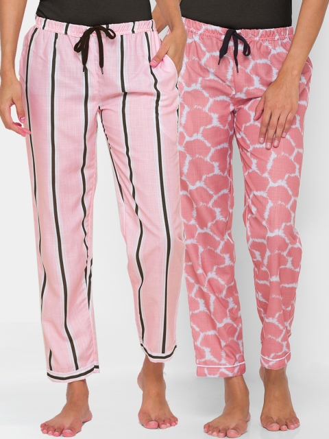 

FashionRack Women Pack of 2 Pink Printed Lounge Pants