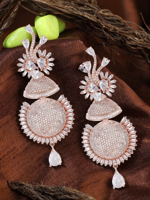 

Adwitiya Collection Rose Gold-Plated Classic Drop Earrings