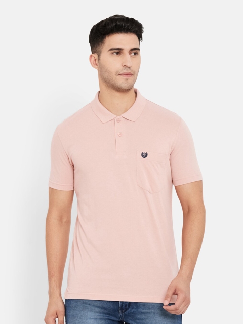 

Duke Men Pink Polo Collar Pockets T-shirt