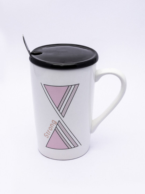 

MARKET99 White & Pink Printed Ceramic Glossy Coffee Mug