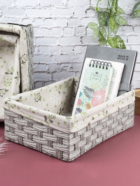 

MARKET99 Cream Set of 3 Textured Basket Organiser