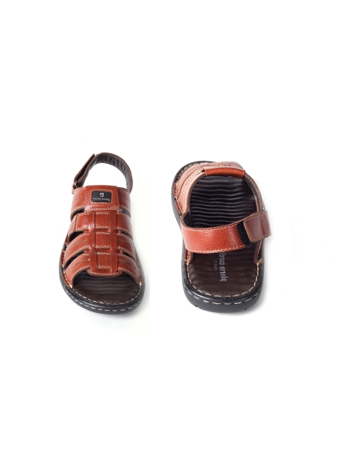 

pierre cardin Men Brown & Black Leather Comfort Sandals