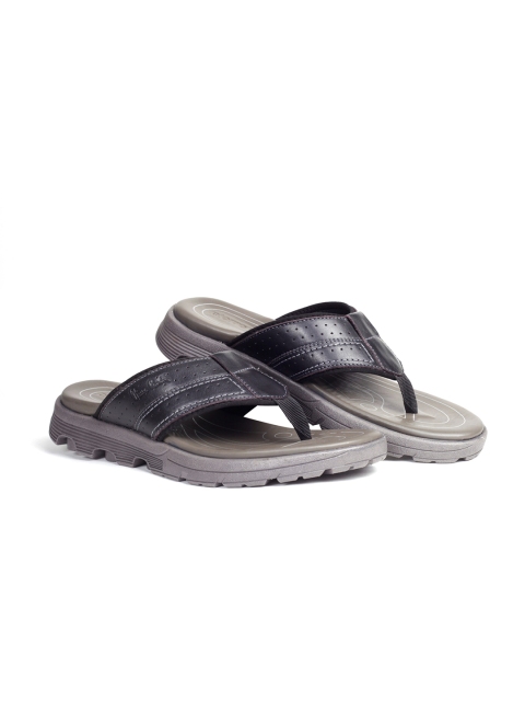 

pierre cardin Men Black & Grey Solid Leather Comfort Sandals