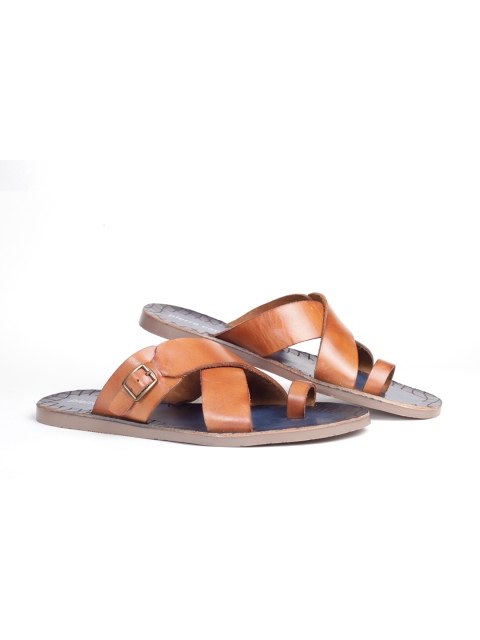 

pierre cardin Men Tan & Brown Leather Comfort Sandals