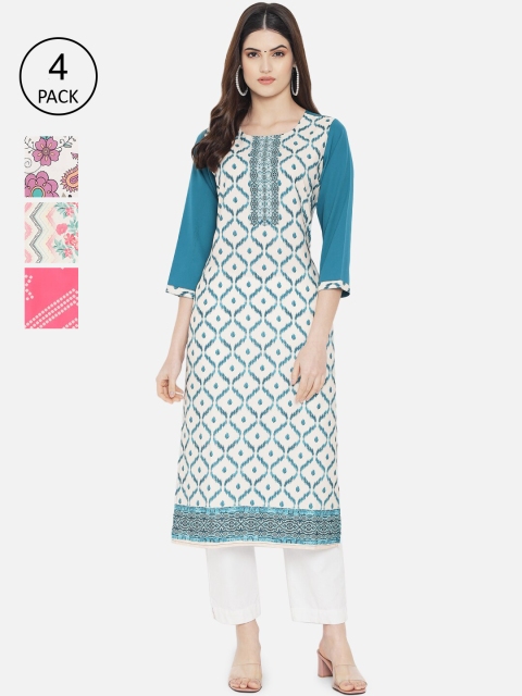 

KALINI Women Multicoloured Ethnic Motifs Crepe Kurta, Multi