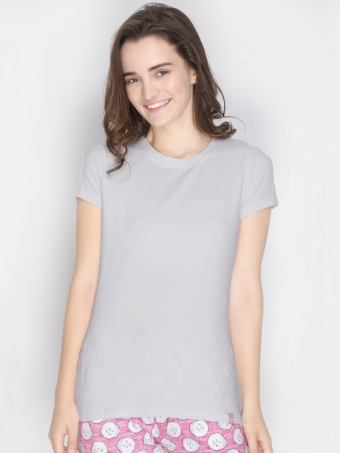 

LYRA Women Grey Melange Solid Lounge T-Shirt