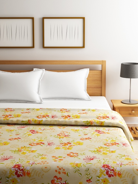 

SWAYAM Beige & Orange Printed Heavy Winter Double Quilt (Comforter)