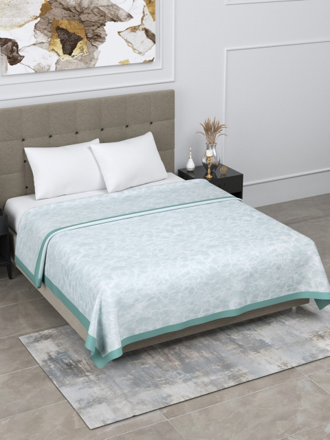 

LINENWALAS Happy Sleeping Green & White AC Room 150 GSM Cotton Double Bed Dohar