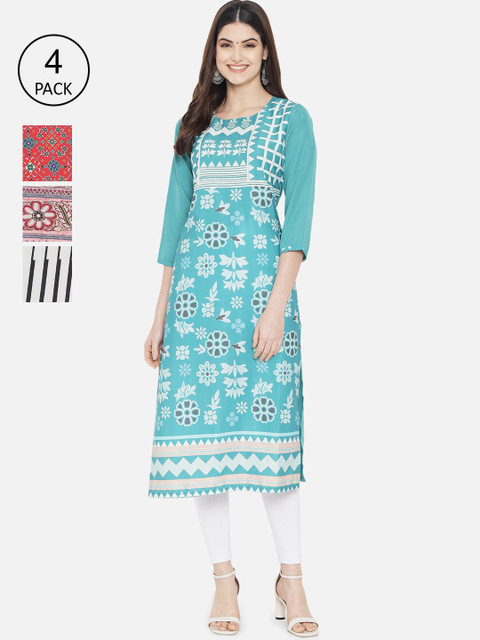 

7Threads Women Multicoloured Ethnic Motifs Printed Crepe Kurta, Multi