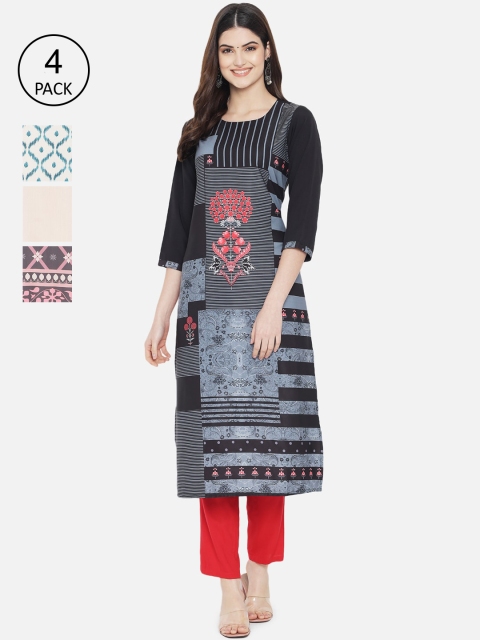

7Threads Women Multicoloured Printed Crepe Kurta, Multi
