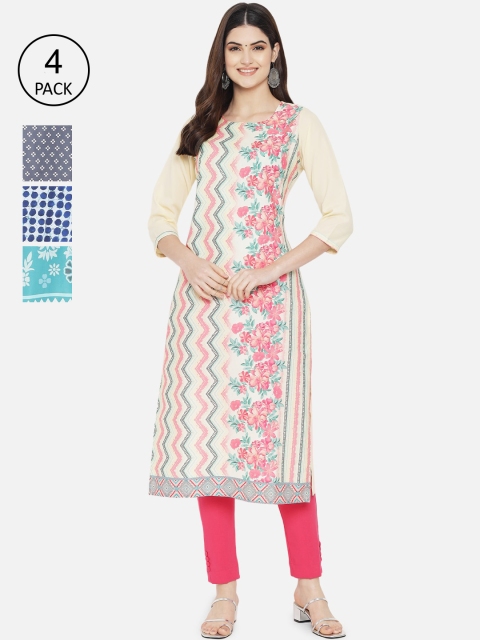 

7Threads Women Multicoloured Ethnic Motifs Crepe Kurta, Multi