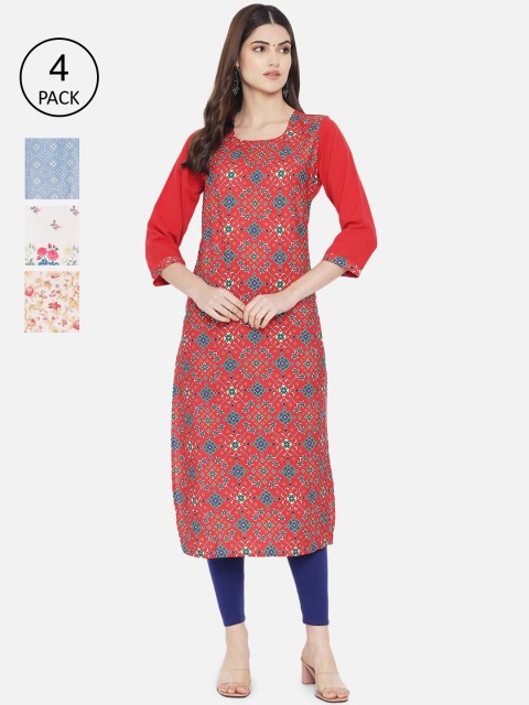 

7Threads Women Multicoloured Ethnic Motifs Crepe Kurta, Multi