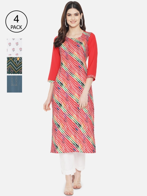 

7Threads Women Multicoloured Ethnic Motifs Printed Crepe Kurta, Multi
