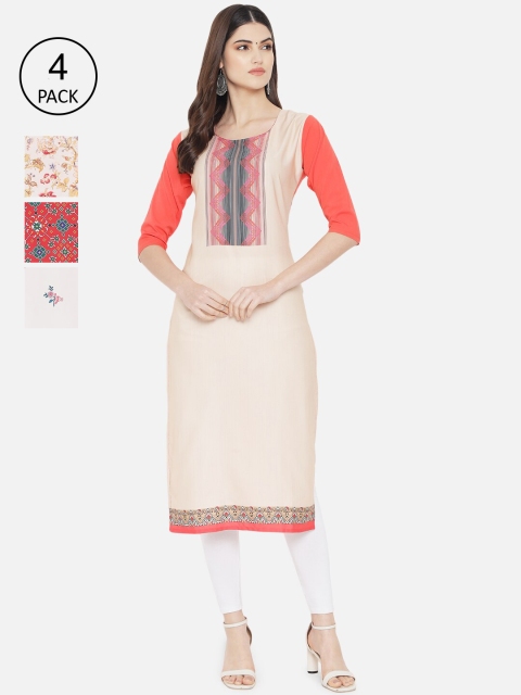 

7Threads Women Multicoloured Floral Printed Thread Work Crepe Kurta, Multi