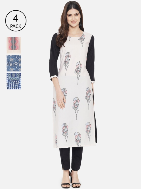 

7Threads Women Multicoloured Ethnic Motifs Printed Crepe Kurta, Multi