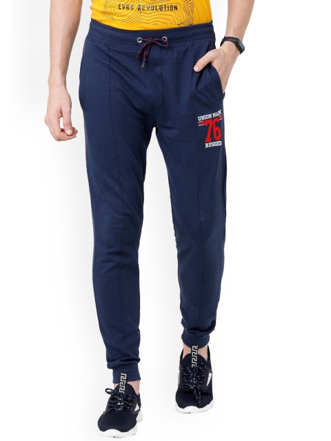 

ARDEUR Men Navy Blue Solid Cotton Joggers