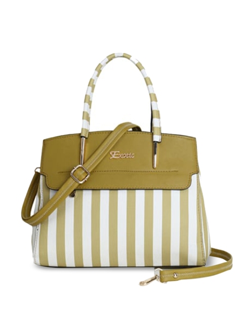 

Exotic Green Striped PU Structured Handheld Bag