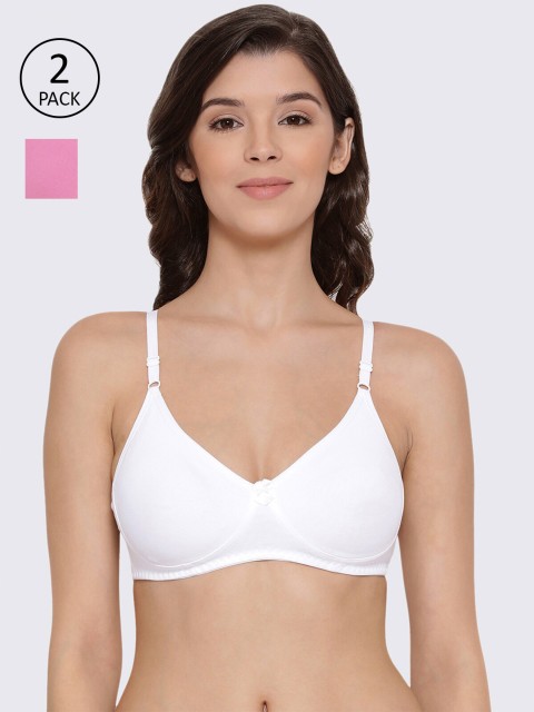 

LYRA Pack of 2 White & Pink Non Padded T-Shirt Bra