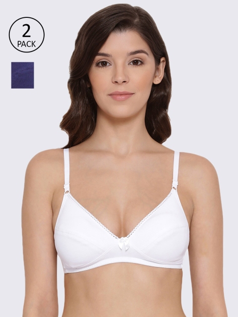 

LYRA Blue & White Solid Pack Of 2 Non Padded Comfort Plunge Bra