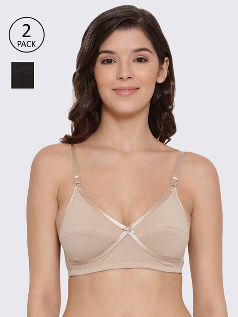 

LYRA Pack of 2 Non Padded Bra, Black