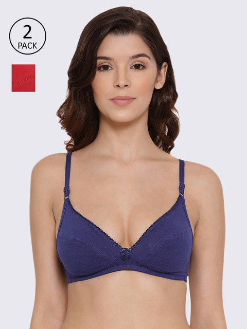 

LYRA Pack of 2 Blue & Red Non Padded Comfort Bra