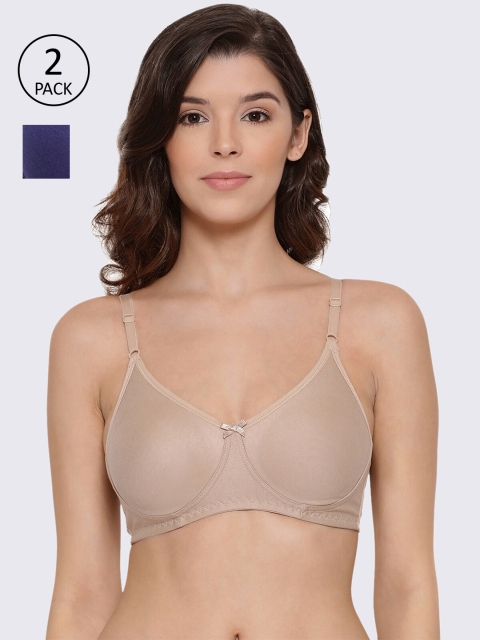 

LYRA Pack of 2 Blue & Nude-Coloured T-shirt Bra