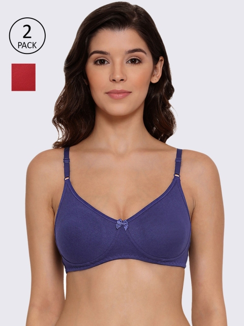 

LYRA Pack of 2 Blue & Red Non Padded T-Shirt Bra