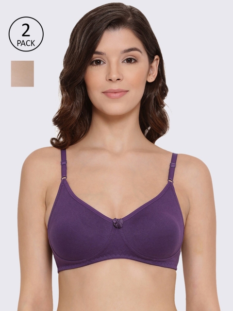 

LYRA Pack of 2 Violet & Nude-Coloured T-shirt Bras