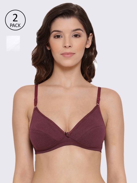 

LYRA Set Of 2 White & Burgundy Bra