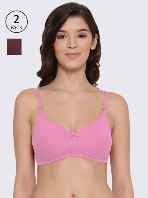 

LYRA Pack of 2 Pink & Burgundy T-shirt Bra
