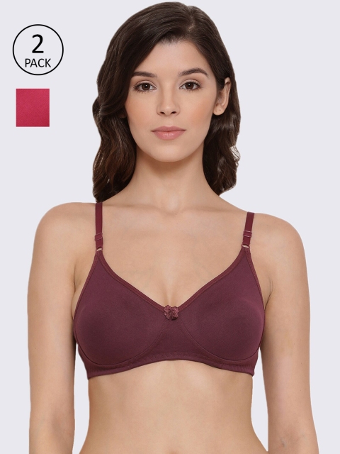 

LYRA Pack of 2 Maroon & Burgundy Non Padded T-Shirt Bra