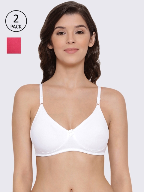 

LYRA Pack of 2 White & Fuchsia Non Padded T-Shirt Bra
