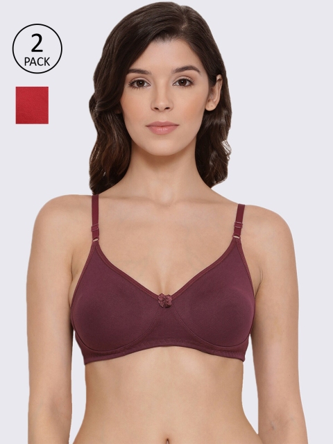 

LYRA Pack Of 2 Red & Burgundy Bra