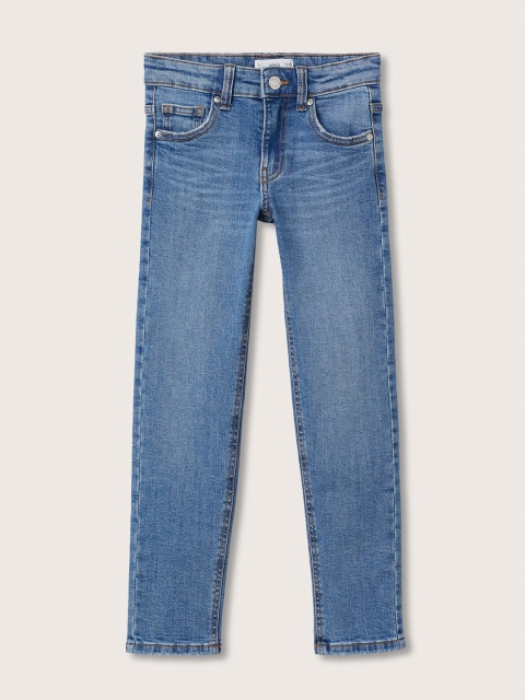 

Mango Kids Boys Blue Solid Slim Fit Low Distress Light Fade Mid-Rise Stretchable Jeans