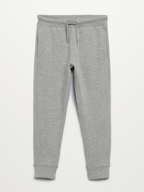 

Mango Kids Boys Grey Solid Pure Cotton Joggers