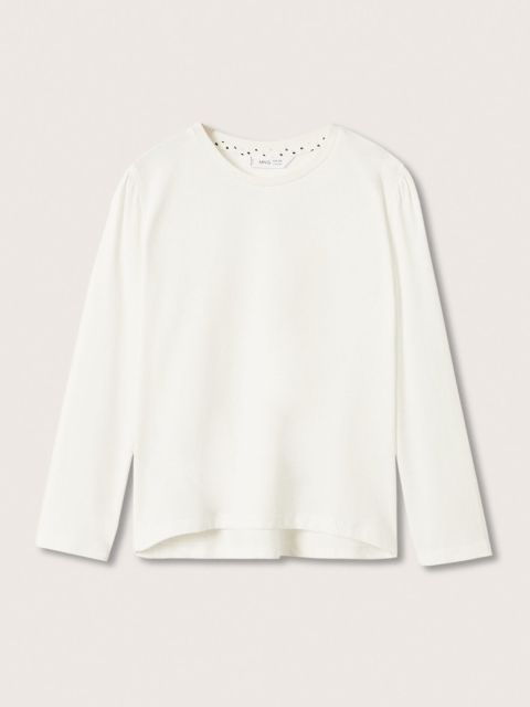 

Mango Kids Girls White Solid Pure Cotton T-shirt