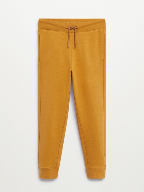 

Mango Kids Boys Mustard Yellow Solid Pure Cotton Joggers