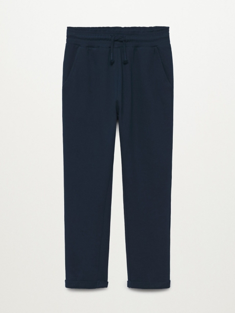 

Mango Kids Girls Navy Blue Pure Cotton Solid Track Pants